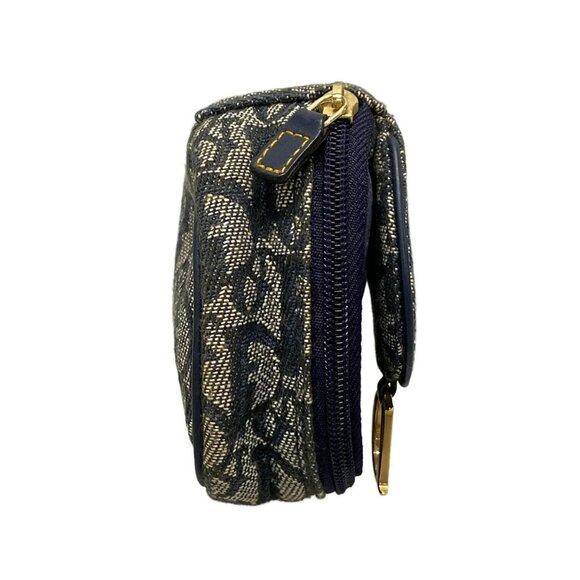Auth DIOR/ChristianDior Trotteur - Cream Dark Navy Jacquard Leather Pouch - Picture 3 of 7
